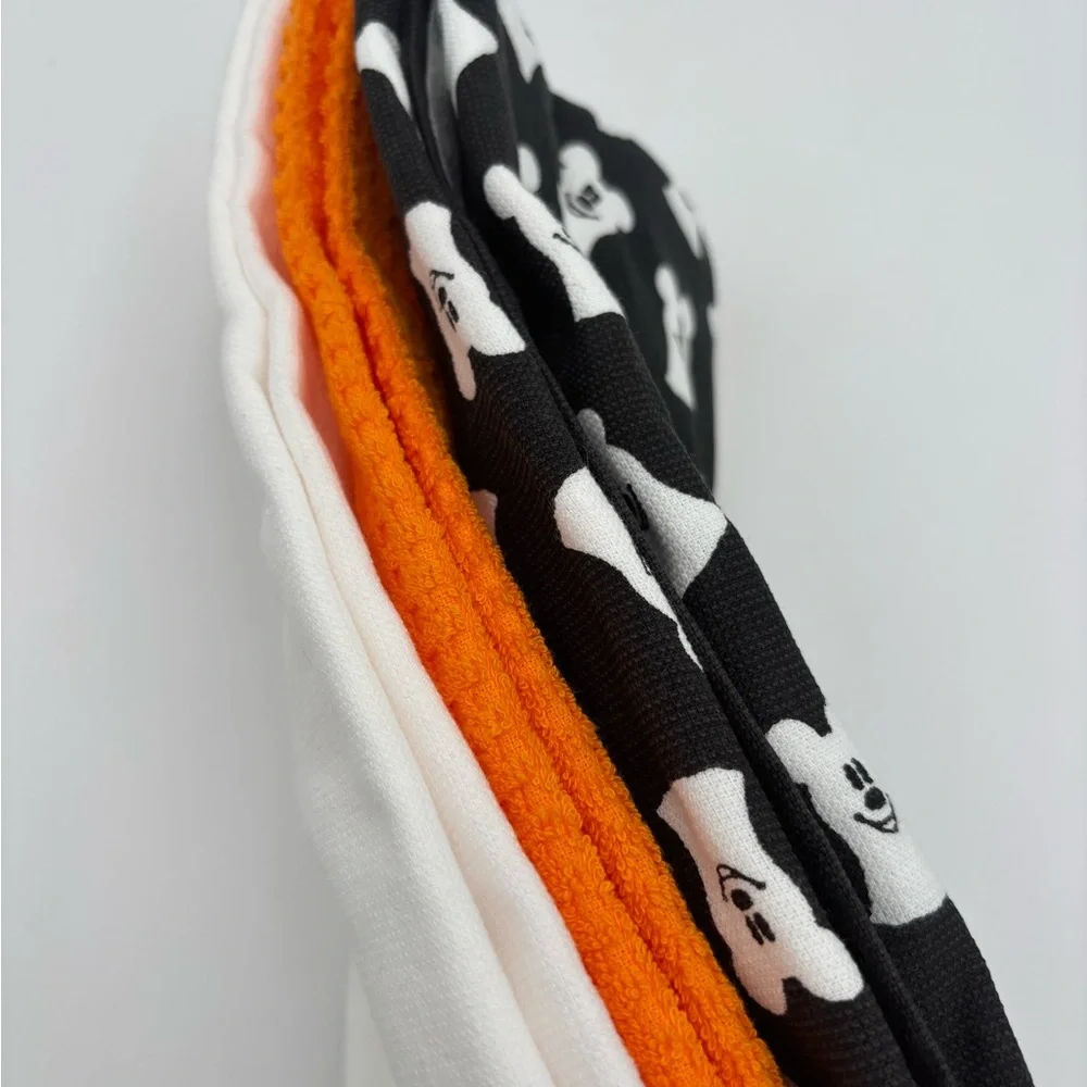 Disney Mickey Ghost Orange White Black Halloween Kitchen Towels 3pc